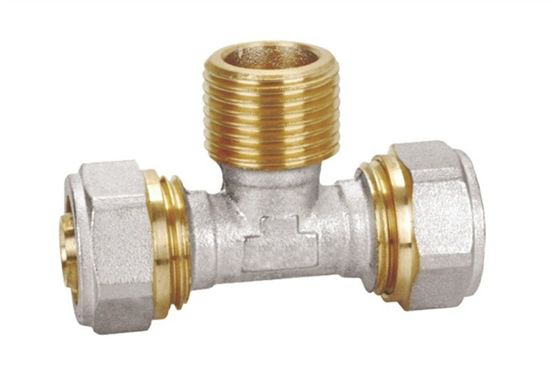 PF5007 Brass Pex -al-pex Male Tee Pressure Max 25 Bar Επίδειξη ISO228/1 16X1/2