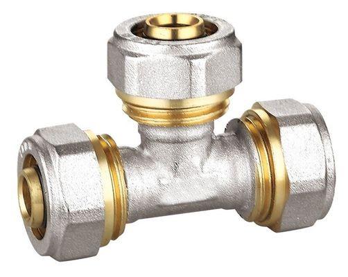 PF5006 Equal Tee Pipe Fittings , Brass Pex Al Pex εξαρτήματα ISO228/1 με σπείρωμα